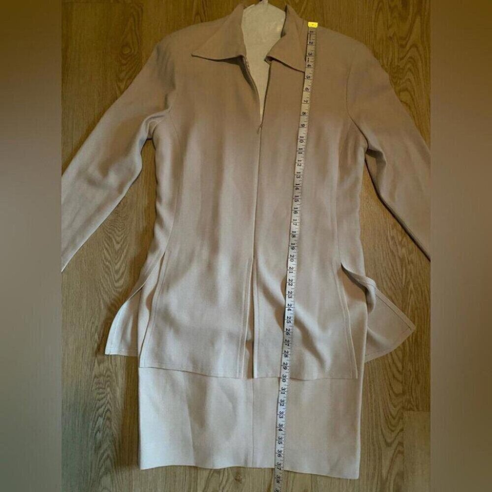 Cream 90s Vintage Blazer Dress Medium Quiet Luxury Minimalist Corporate Chic - Picture 10 of 14